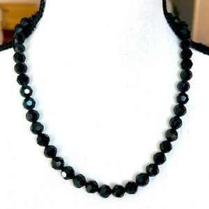 Vendome Vintage Black Faceted Crystal Necklace Single Strand